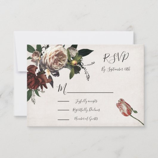Rembrandt Floral Wedding-reactiekaarten RSVP (Voorkant)