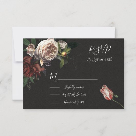 Rembrandt Floral Wedding-reactiekaarten RSVP Kaartje (Voorkant)