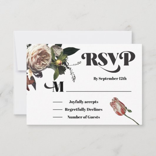 Rembrandt Floral Wedding-reactiekaarten RSVP Kaartje (Voorkant)