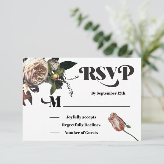 Rembrandt Floral Wedding-reactiekaarten RSVP Kaartje (Staand voorkant)