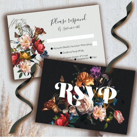 Rembrandt Floral Wedding-reactiekaarten RSVP Kaartje