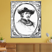 Rembrandt Framed Self Portrait Sketch Canvas Art (Insitu (Woonkamer))