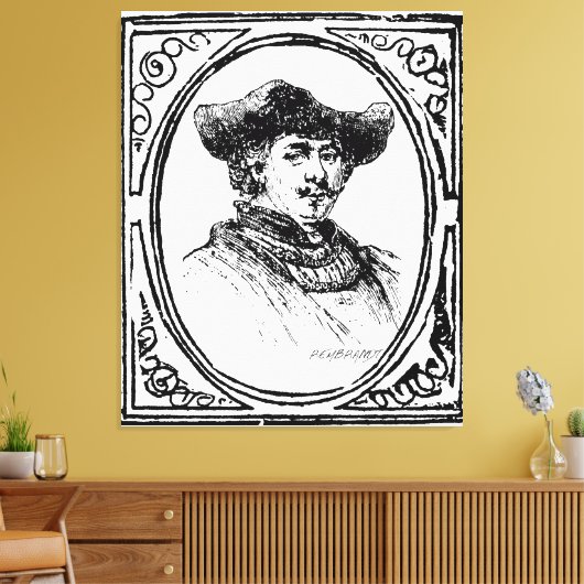 Rembrandt Framed Self Portrait Sketch Canvas Art (Insitu (Woonkamer))