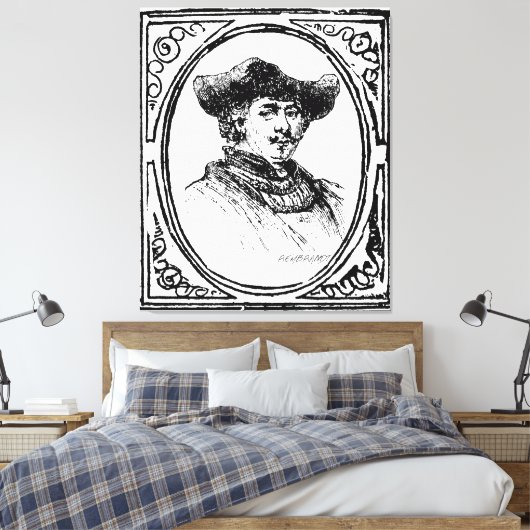 Rembrandt Framed Self Portrait Sketch Canvas Art (Insitu (Slaapkamer))