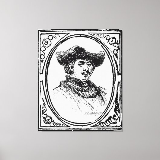 Rembrandt Framed Self Portrait Sketch Canvas Art Afdruk (Voorkant)
