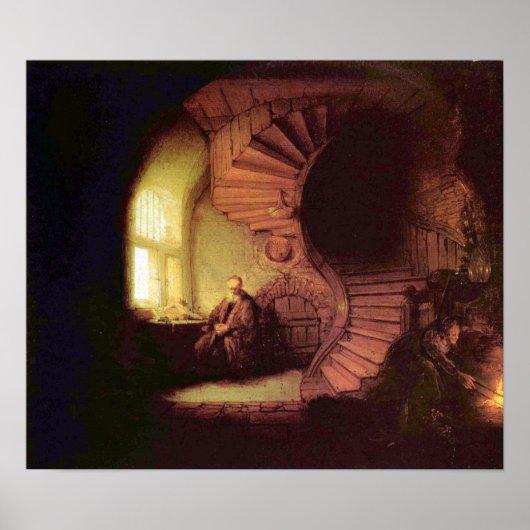 Rembrandt Harmenszoon van Rijn - De filosoof Poster (Voorkant)