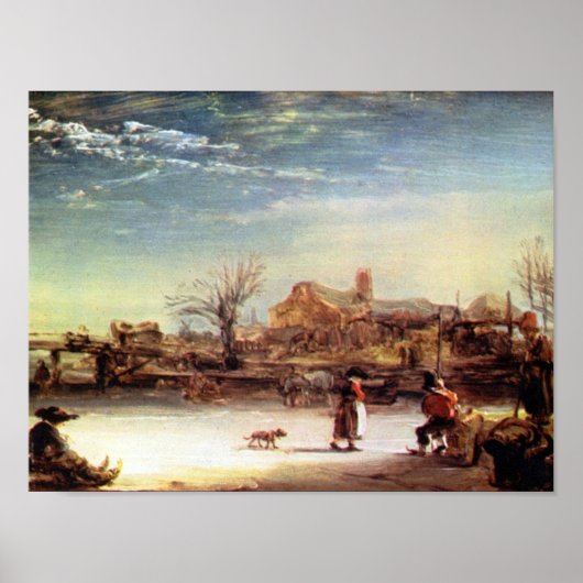 Rembrandt Harmenszoon van Rijn - Winter Landscape Poster (Voorkant)