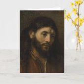 Rembrandt Head of Christus CC0924 Jesus portrettee Kaart (Gele Bloem)