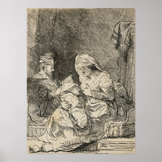 Rembrandt - Heilige Familie 1632 Poster (Voorkant)