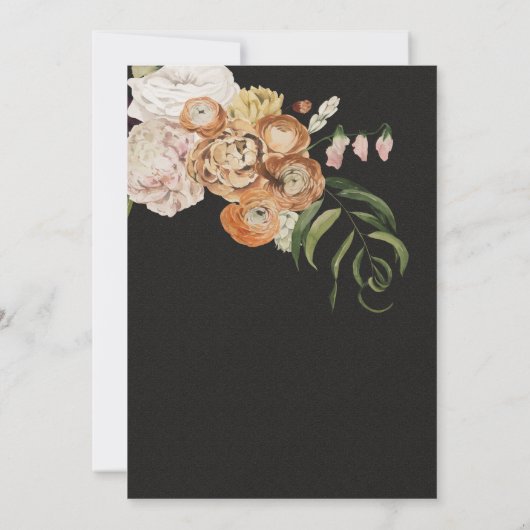 Rembrandt Herfst Bloemen Donker & Moody Bruiloft Kaart (Achterkant)