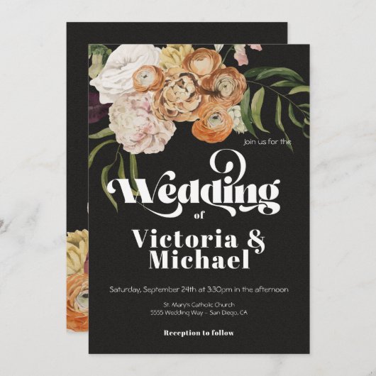 Rembrandt Herfst Herfst Bloemen Donker & Moody Bru Kaart (Voorkant / Achterkant)