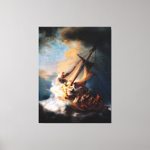 Rembrandt - het Storm van het Zee van Galilea Canvas Afdruk