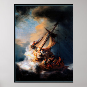Rembrandt - het Storm van het Zee van Galilea Poster
