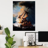 Rembrandt - het Storm van het Zee van Galilea Poster (Thuiskantoor)