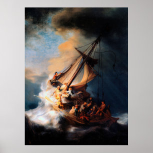 Rembrandt - het Storm van het Zee van Galilea Poster