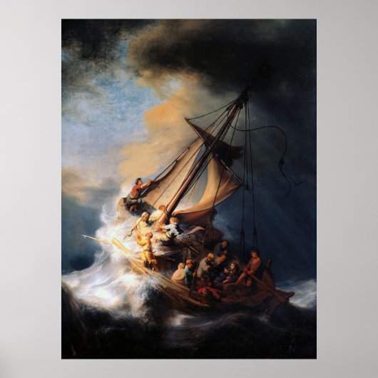 Rembrandt - het Storm van het Zee van Galilea Poster (Voorkant)