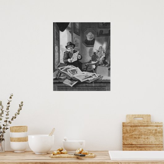 Rembrandt in zijn studio poster (Keuken)