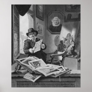Rembrandt in zijn studio poster
