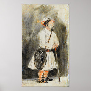 Rembrandt - Indische arrior met schild 1654 Poster