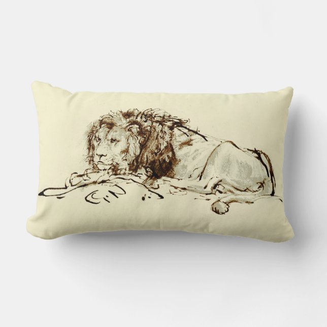  Rembrandt Ink Schets / Tekening van een leeuw Kussen (Voorkant)
