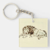  Rembrandt Ink Schets / Tekening van een leeuw Sleutelhanger (Voorkant)