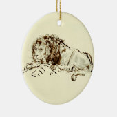 Rembrandt Ink Schets van een Lion Keramisch Ornament (Rechts)