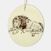Rembrandt Ink Schets van een Lion Keramisch Ornament (Links)