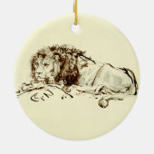 Rembrandt Ink Schets van een Lion Keramisch Ornament (Achterkant)