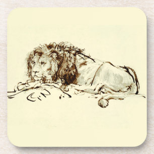  Rembrandt Ink Schets van een Lion Onderzetter