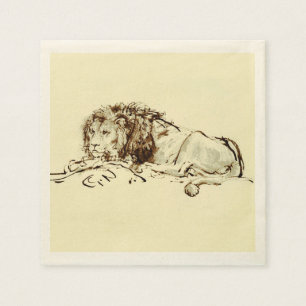 Rembrandt Ink Schets van een Lion Servet