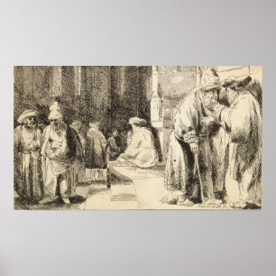 Rembrandt - joden in Synagogue Poster