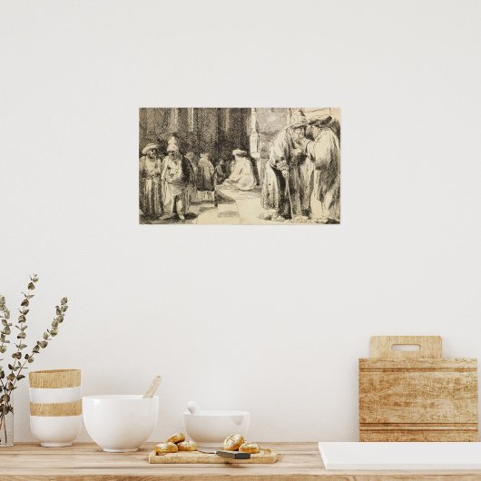 Rembrandt - joden in Synagogue Poster (Keuken)