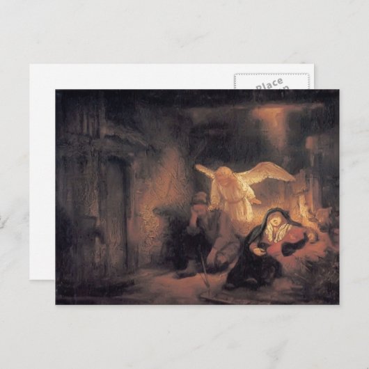 Rembrandt-Joseph's droom in Stable in Bethlehem Briefkaart (Voorkant / Achterkant)