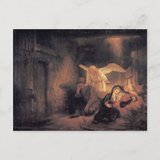 Rembrandt-Joseph's droom in Stable in Bethlehem Briefkaart (Voorkant)