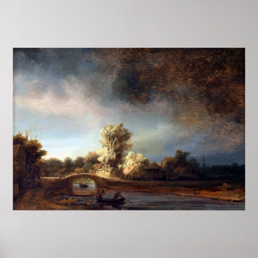 Rembrandt Landscape with a Stone Bridge Poster (Voorkant)