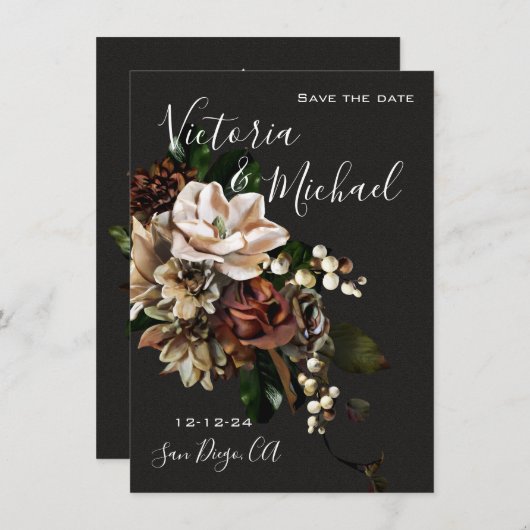 Rembrandt Magnolia Save the Date Huwelijk Kaart (Voorkant / Achterkant)