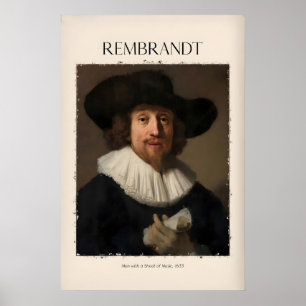 Rembrandt Man met Bladmuziek633 Portret Kunst Poster