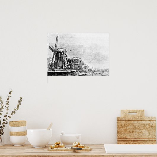 Rembrandt Mill Etching Poster (Keuken)