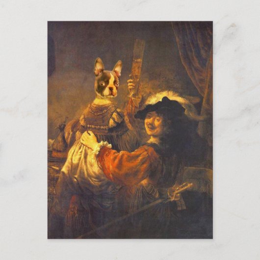 Rembrandt mit Bosti auf dem Schoß Briefkaart (Voorkant)
