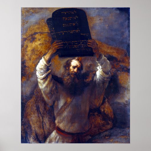 Rembrandt Moses met de Tien Geboden Poster (Voorkant)