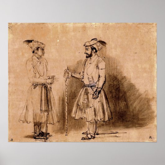 Rembrandt - Mughal Noblemen Shah Jahan Dara Shikoh Poster (Voorkant)