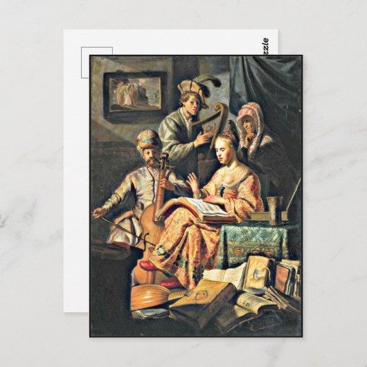 Rembrandt - Muziekallegorie Briefkaart (Voorkant / Achterkant)