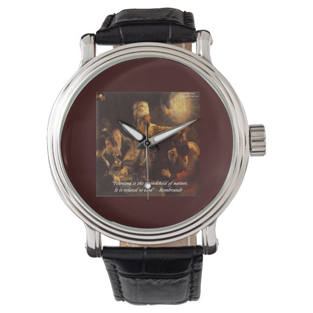 Rembrandt Natuur Quote & Painting Unisex Watch Horloge (Voorkant)