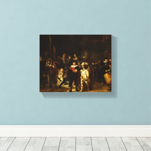 Rembrandt Nightwatch Night Watch Baroque schilderi Canvas Afdruk (Insitu (Houten vloer))
