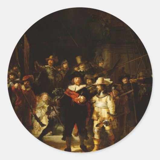 Rembrandt Nightwatch Night Watch Baroque schilderi Ronde Sticker (Voorkant)