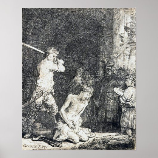 Rembrandt - Onthoofding van Johannes de Doper 1640 Poster (Voorkant)