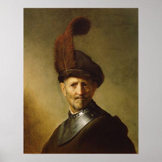 Rembrandt - oud Man in militair kostuum Poster (Voorkant)