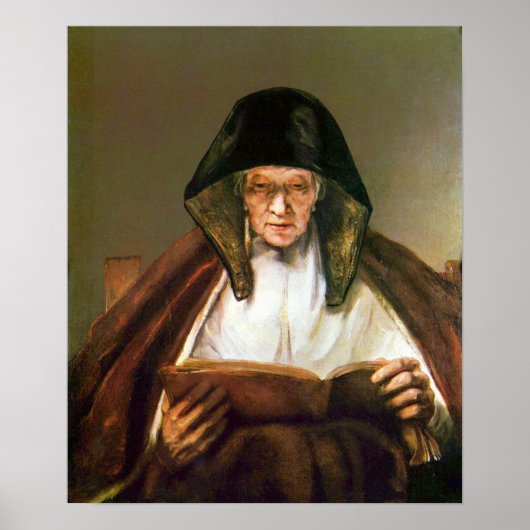 Rembrandt - Oude vrouw lezen Poster (Voorkant)