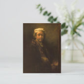 Rembrandt-portret van de kunstenaar in Zijne Easel Briefkaart (Staand voorkant)