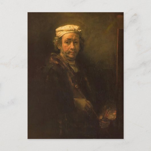Rembrandt-portret van de kunstenaar in Zijne Easel Briefkaart (Voorkant)